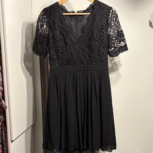 Lulu's Black Lace Mini Dress
